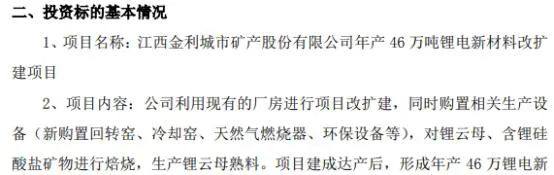 金利股份拟投资3.6亿建设年产46万吨锂电新材料改扩建项目